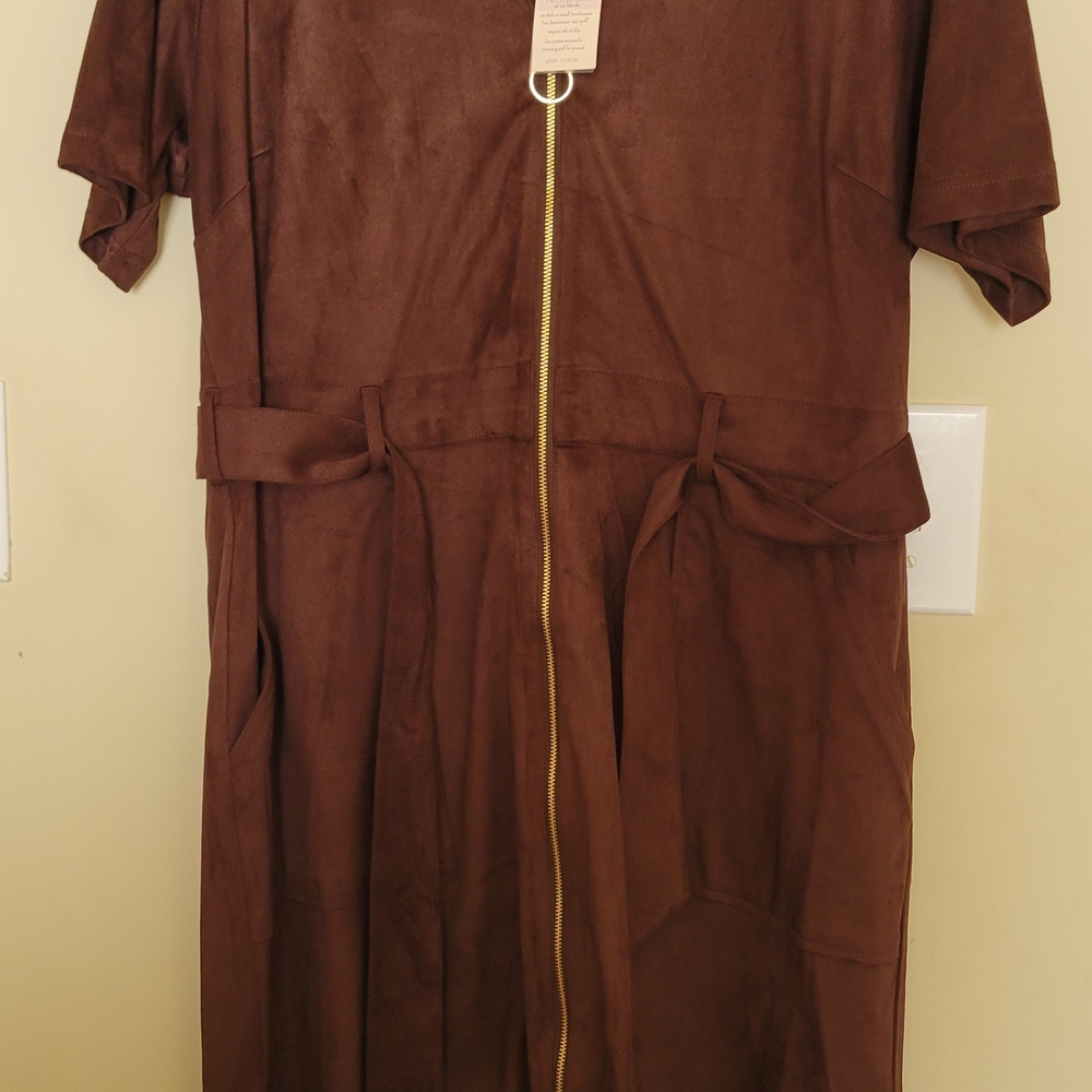 Nanette Lepore Chocolate Dress with Gold Accents